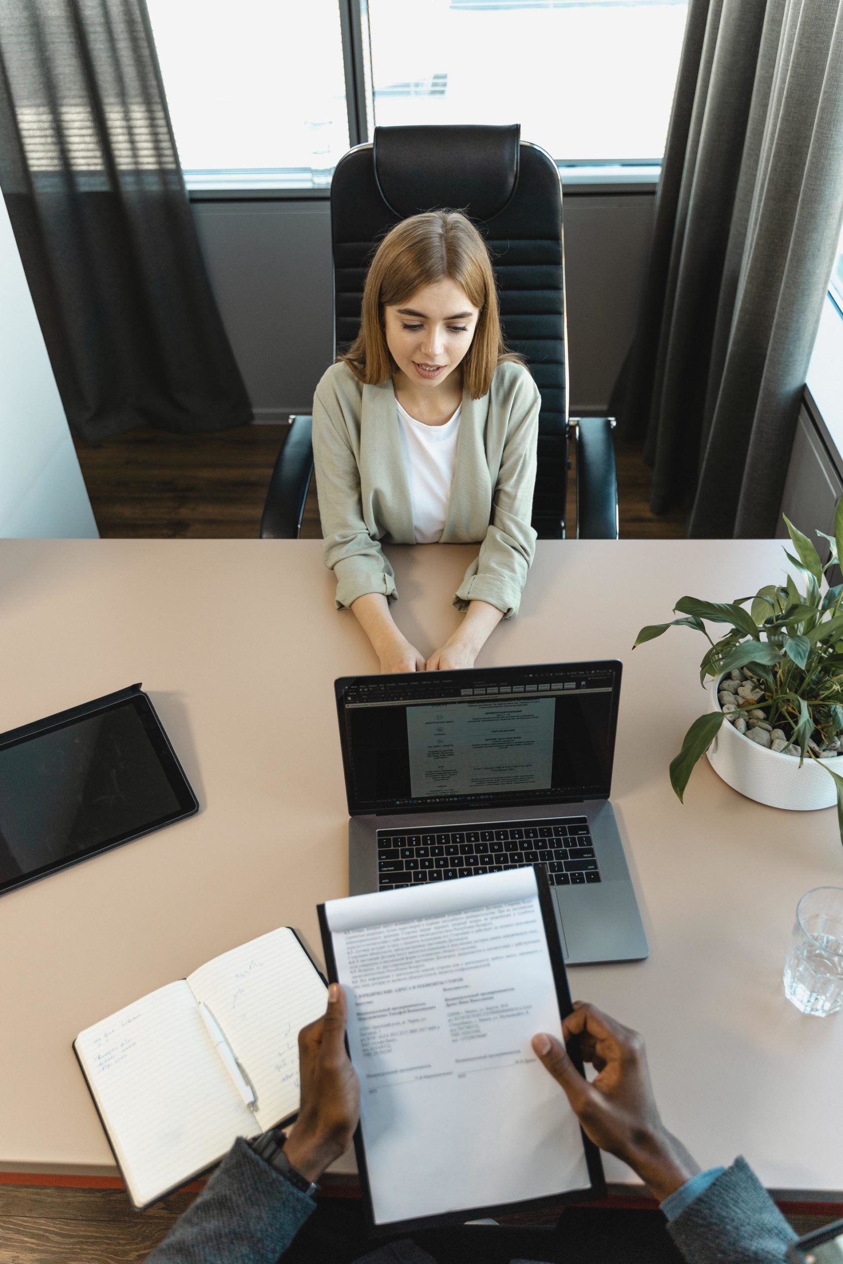 Women being interviewed for a job opportunity